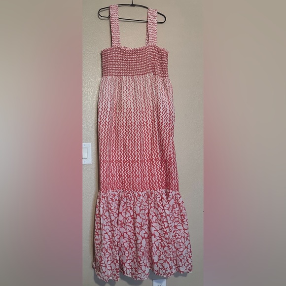 ELLE MAXI DRESS BOHO SMOCKED FLORAL AZTEC SUNDRESS - Picture 2 of 4